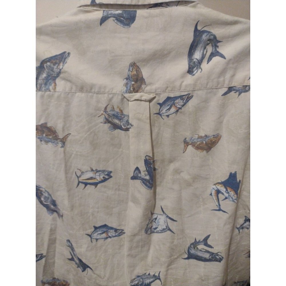 Columbia Sportswear Company Short Sleeve Fish Print Button Shirt Mens Large L - Picture 13 of 13
